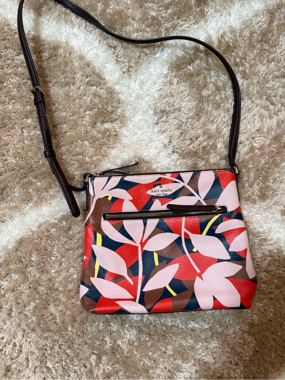 kate spade Pink, Red & Navy Leaf-Print Crossbody Bag